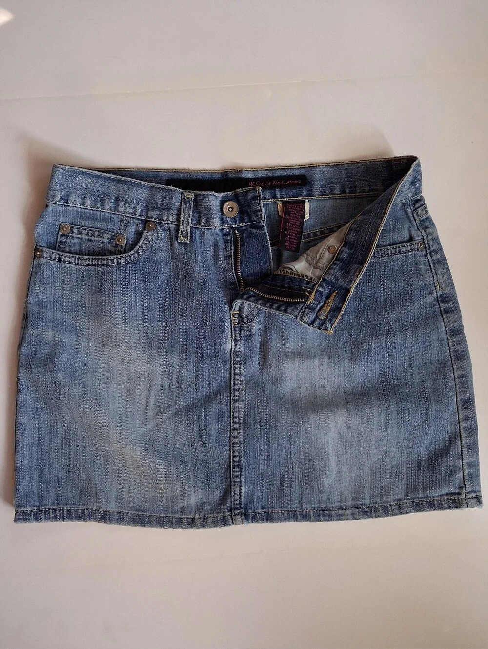 Old School Denim Mini Skirt With Pockets